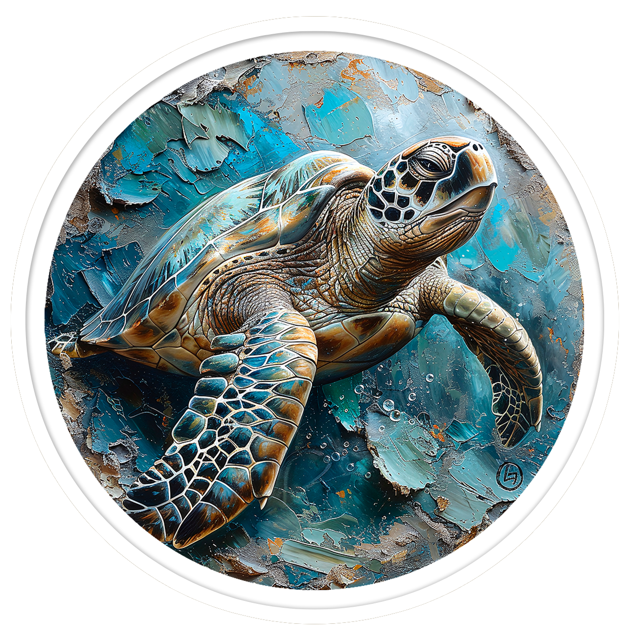Turtle round wall art