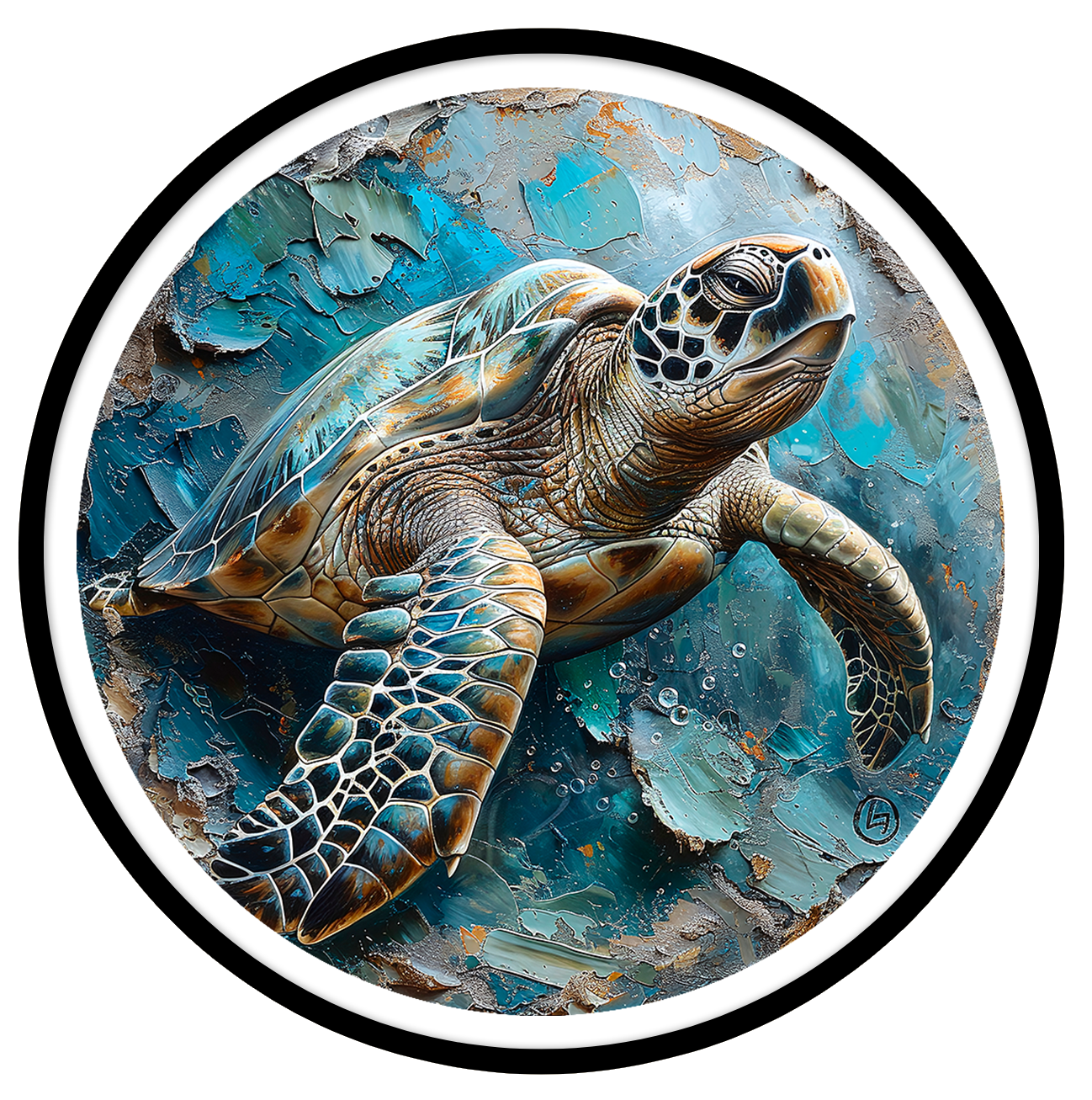 Turtle round wall art