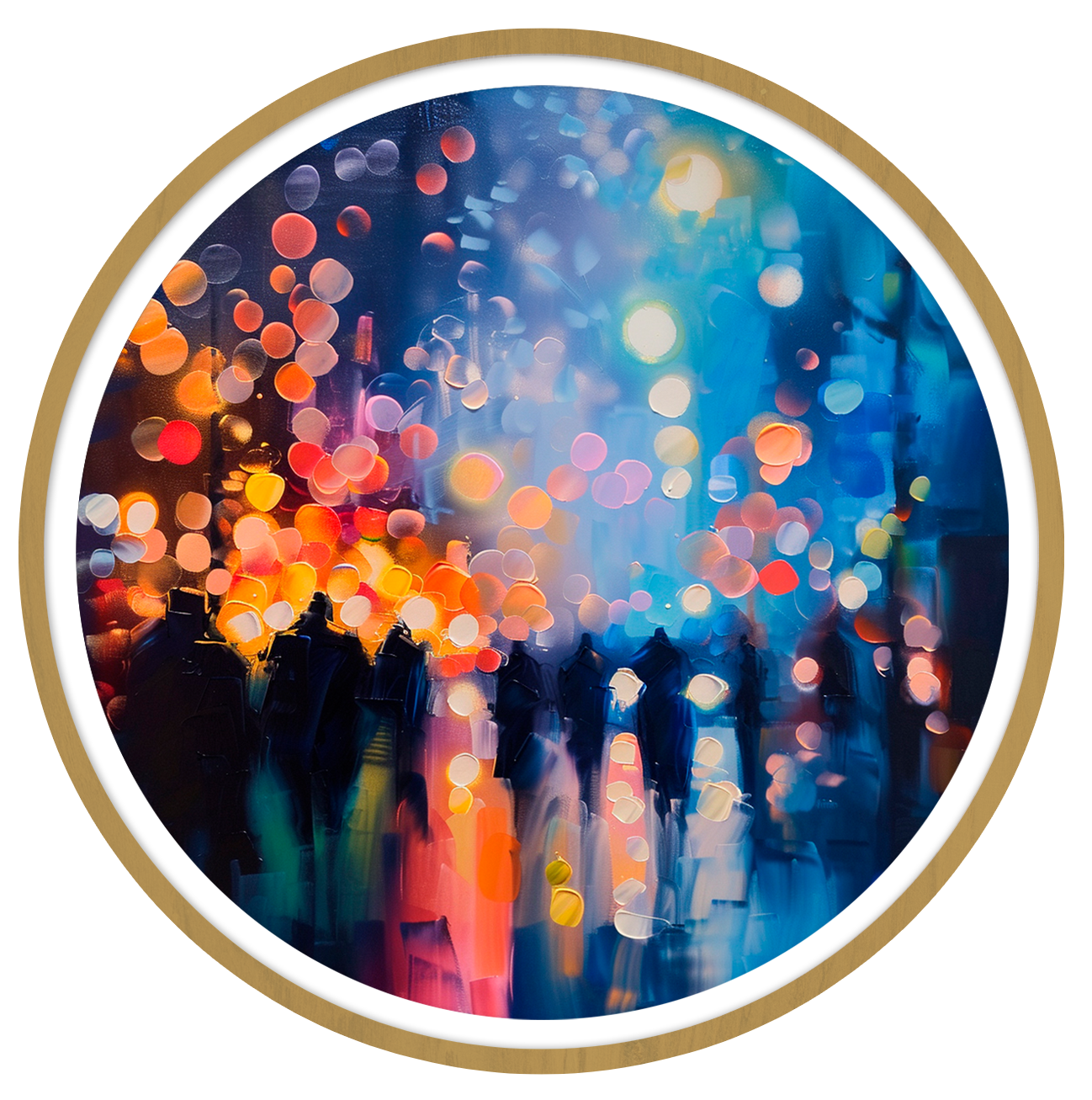 Urban landscape round wall art
