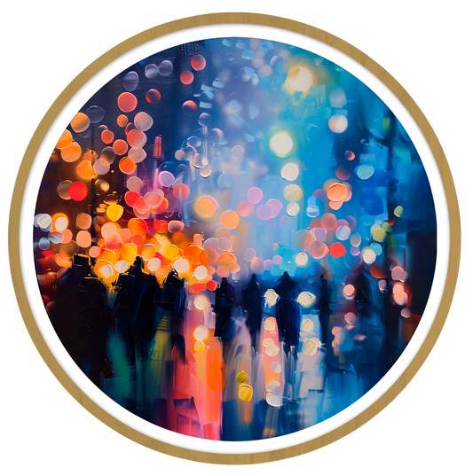 Urban landscape round wall art