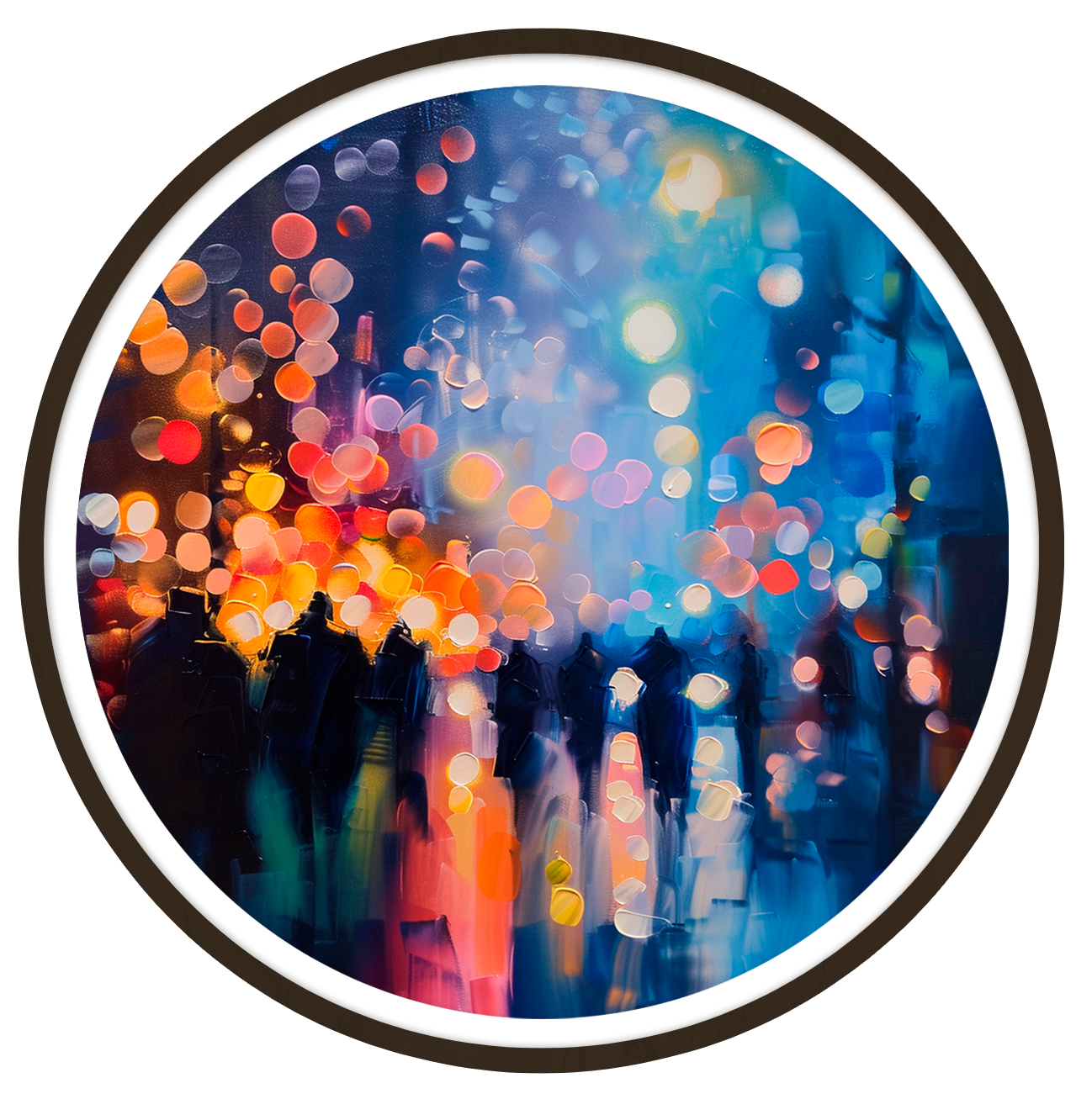 Urban landscape round wall art