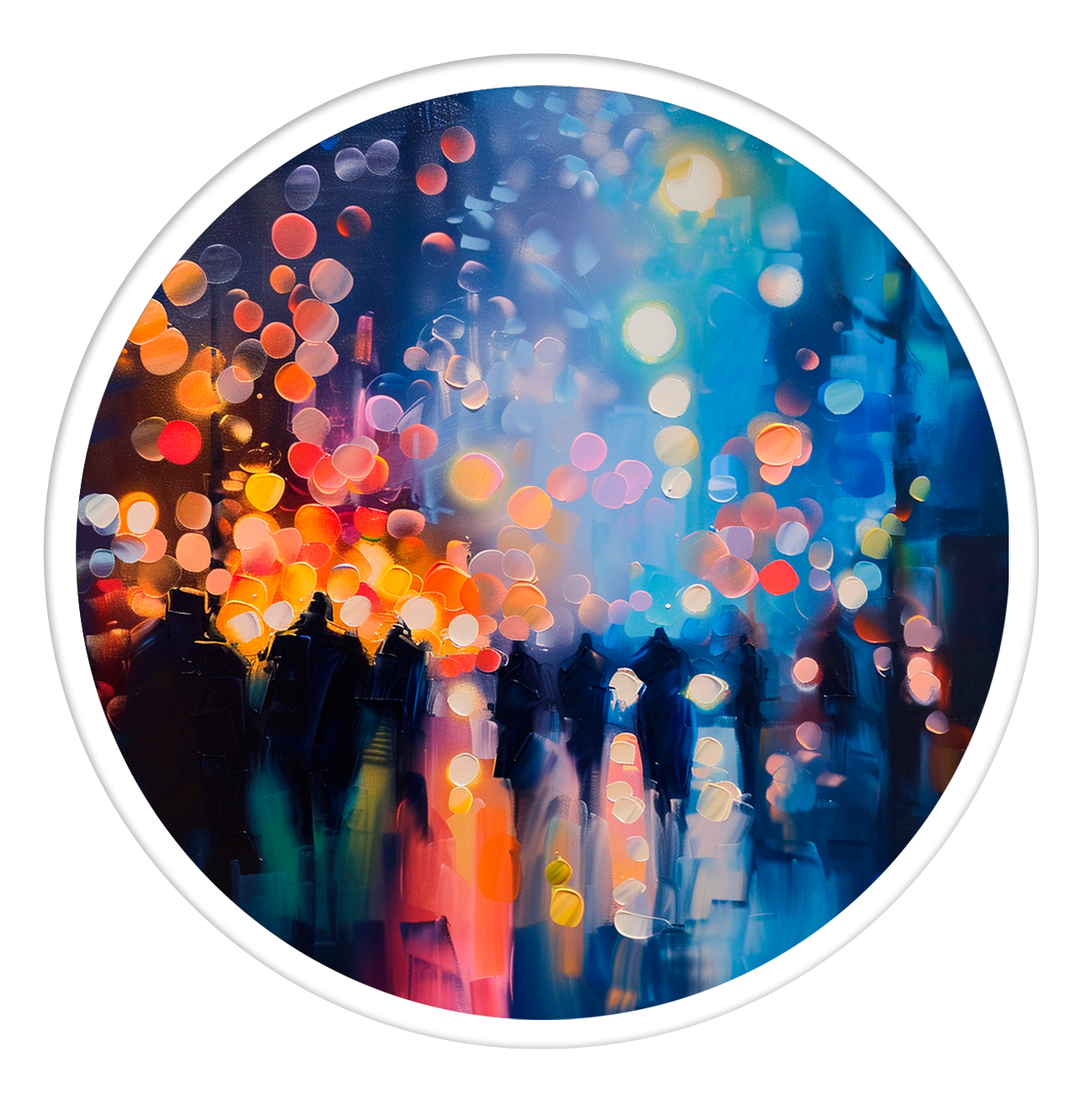 Urban landscape round wall art