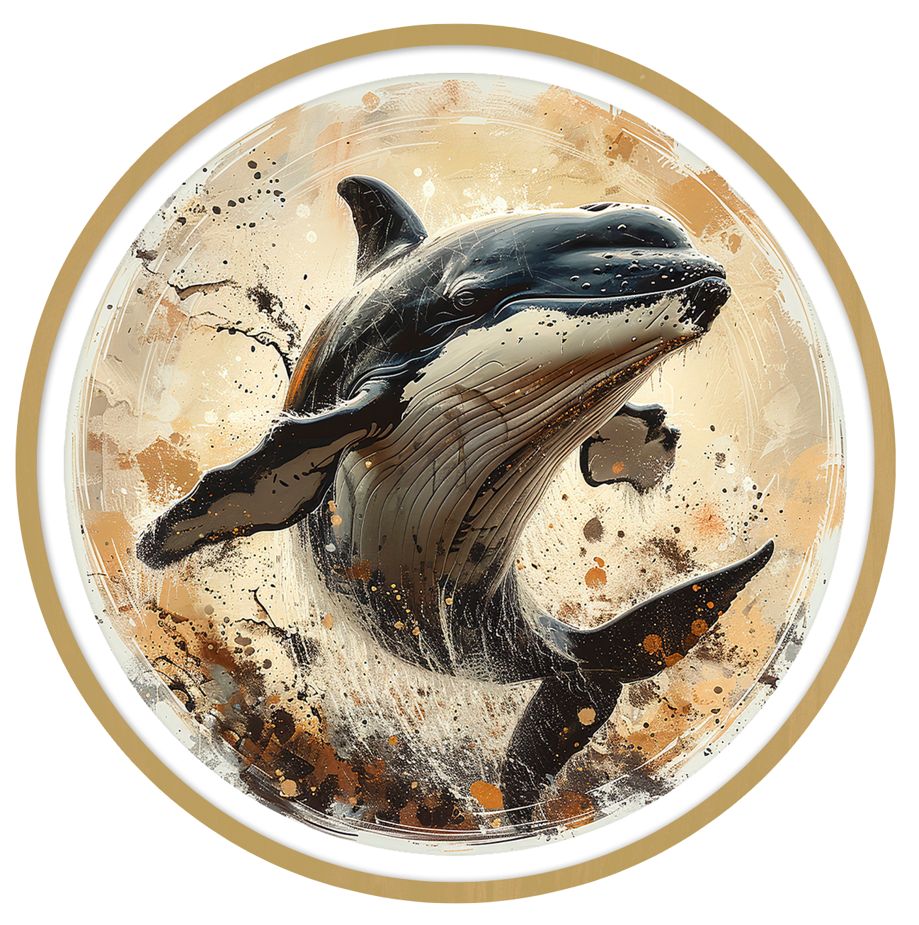 Whale round wall art