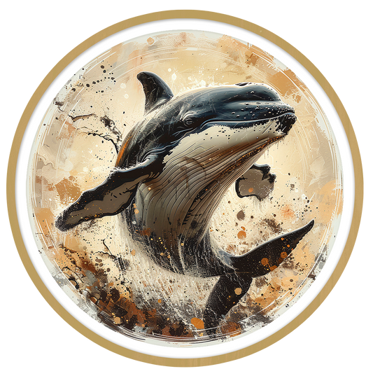 Whale round wall art