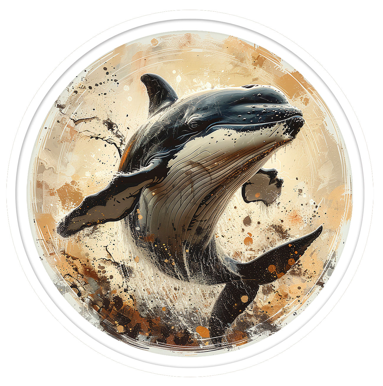 Whale round wall art
