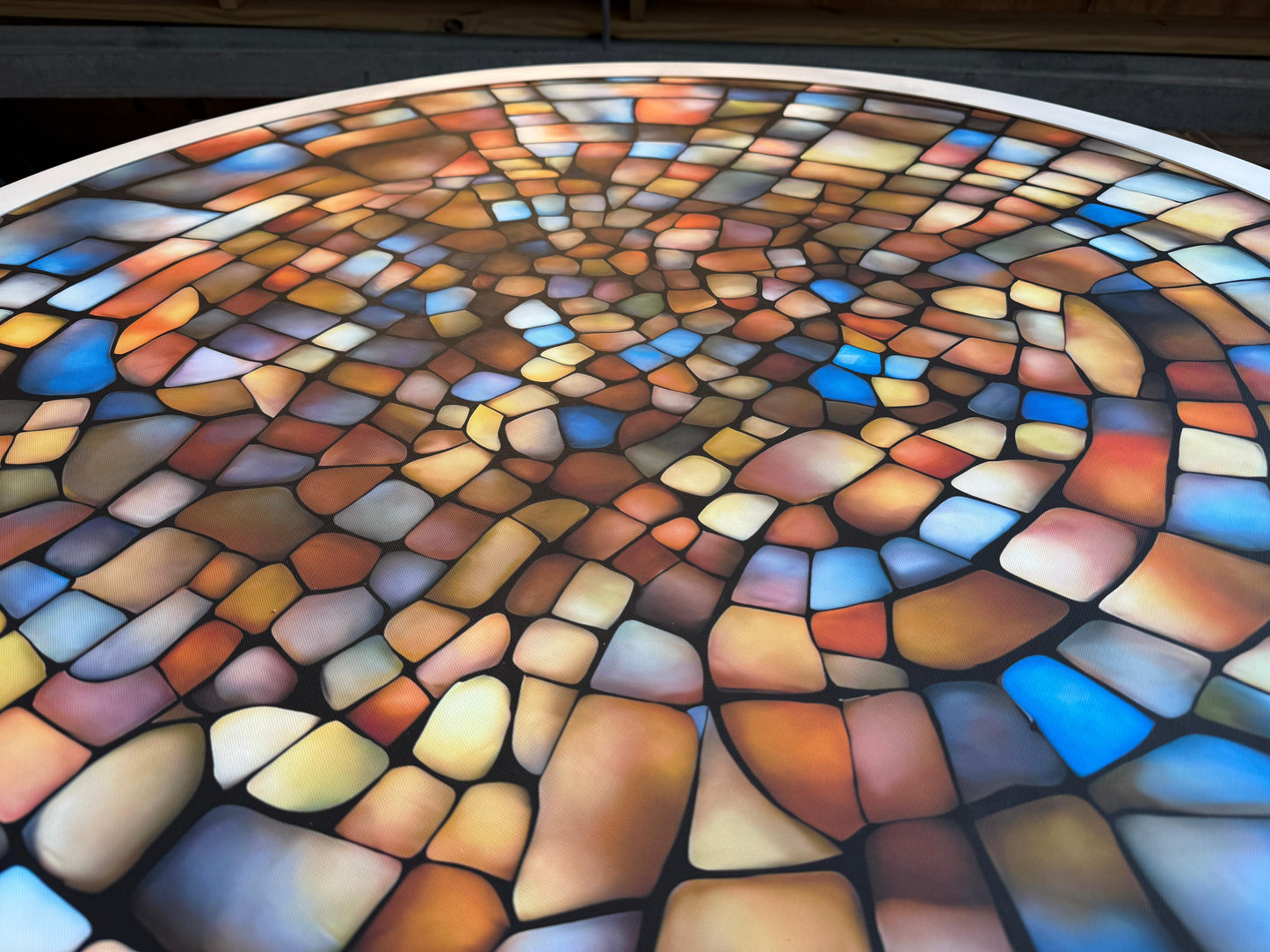 Stained Glass Glow Round Wall Art
