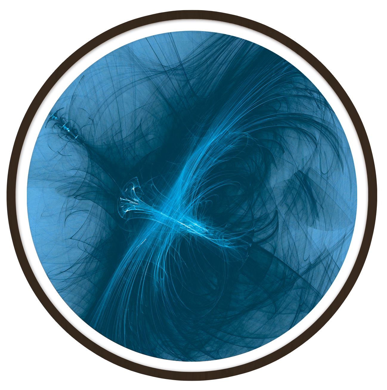 Blue Symphony framed in 12in round wooden frame by Gonz.Art