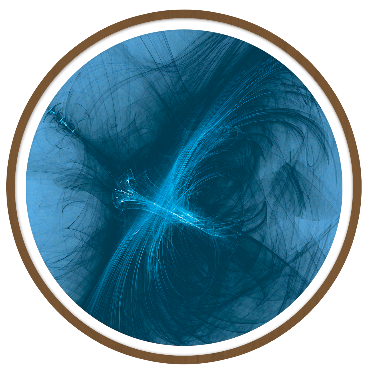 Blue Symphony framed in 12in round wooden frame by Gonz.Art
