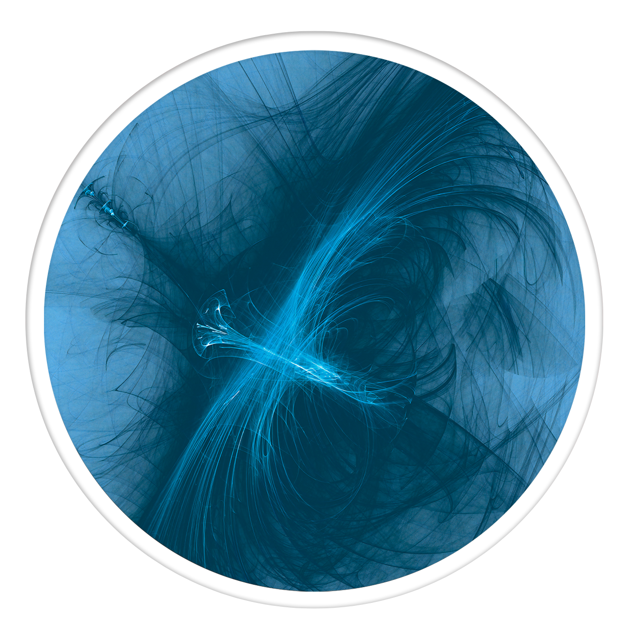 Blue Symphony framed in 12in round wooden frame by Gonz.Art