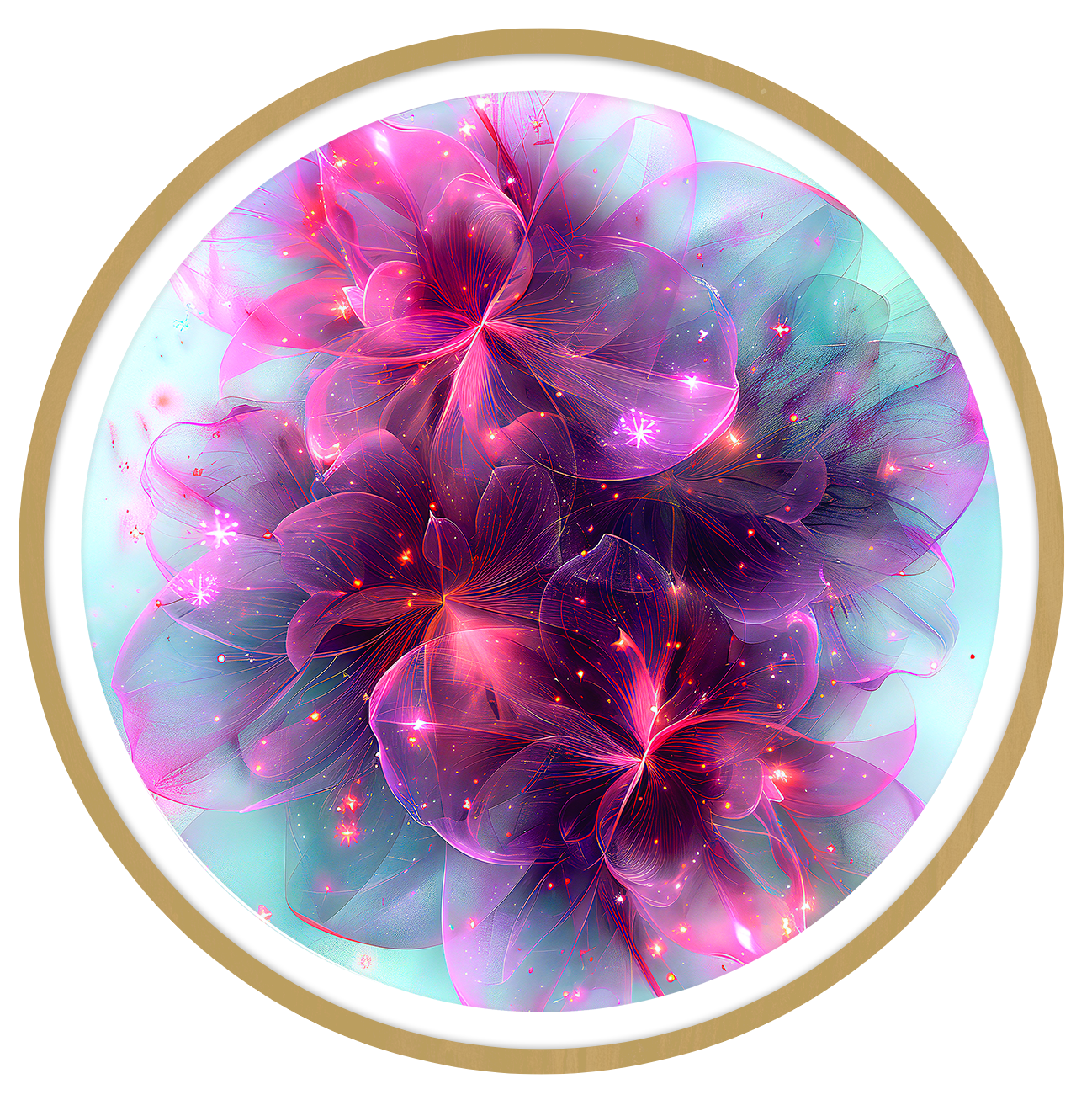 Ethereal blosoom round wall art
