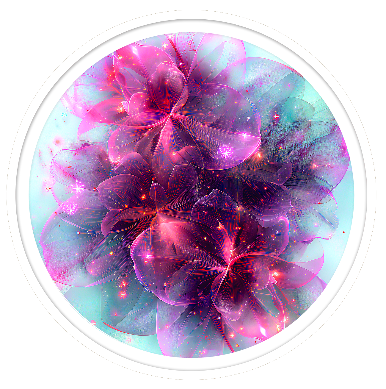 Ethereal blosoom round wall art