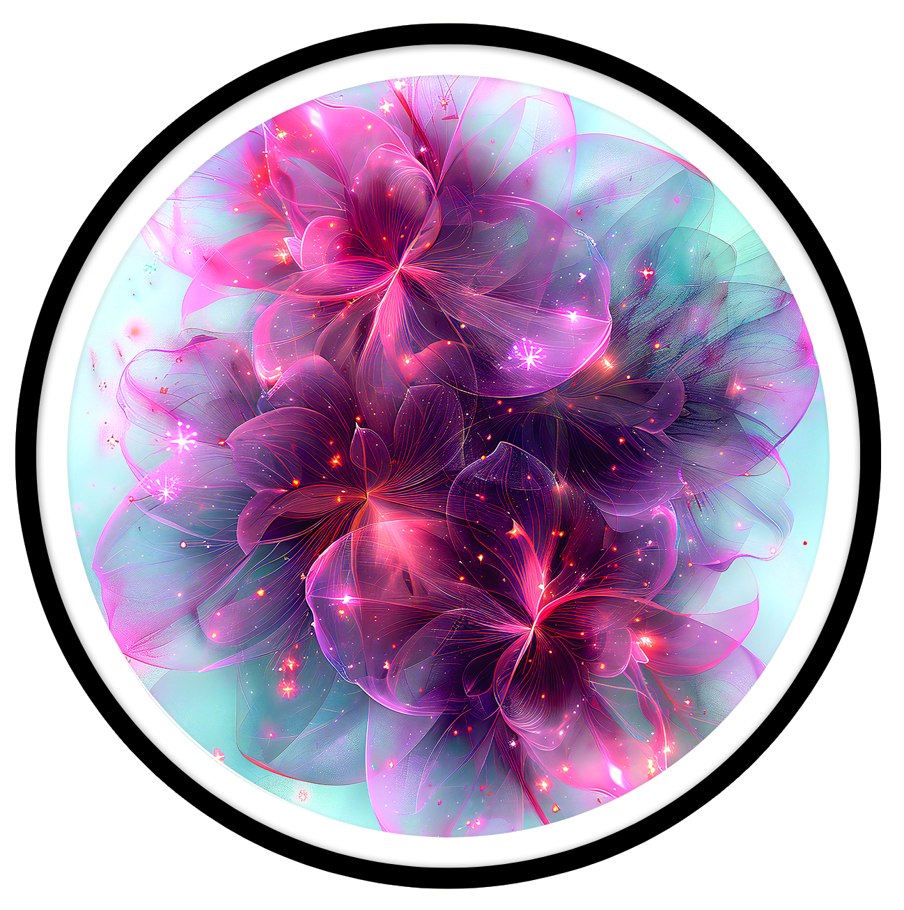 Ethereal blosoom round wall art