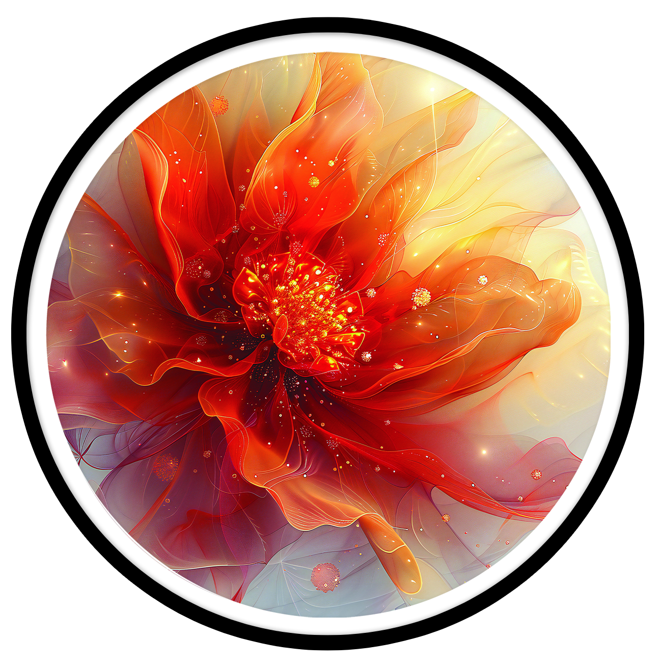 Fire blossom round wall art