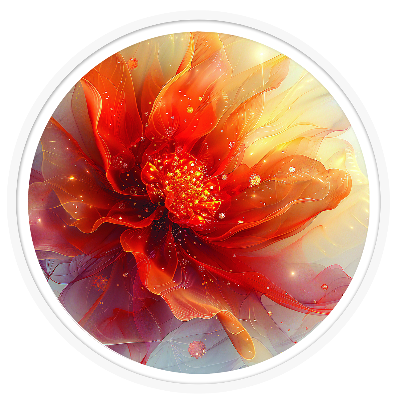 Fire blossom round wall art