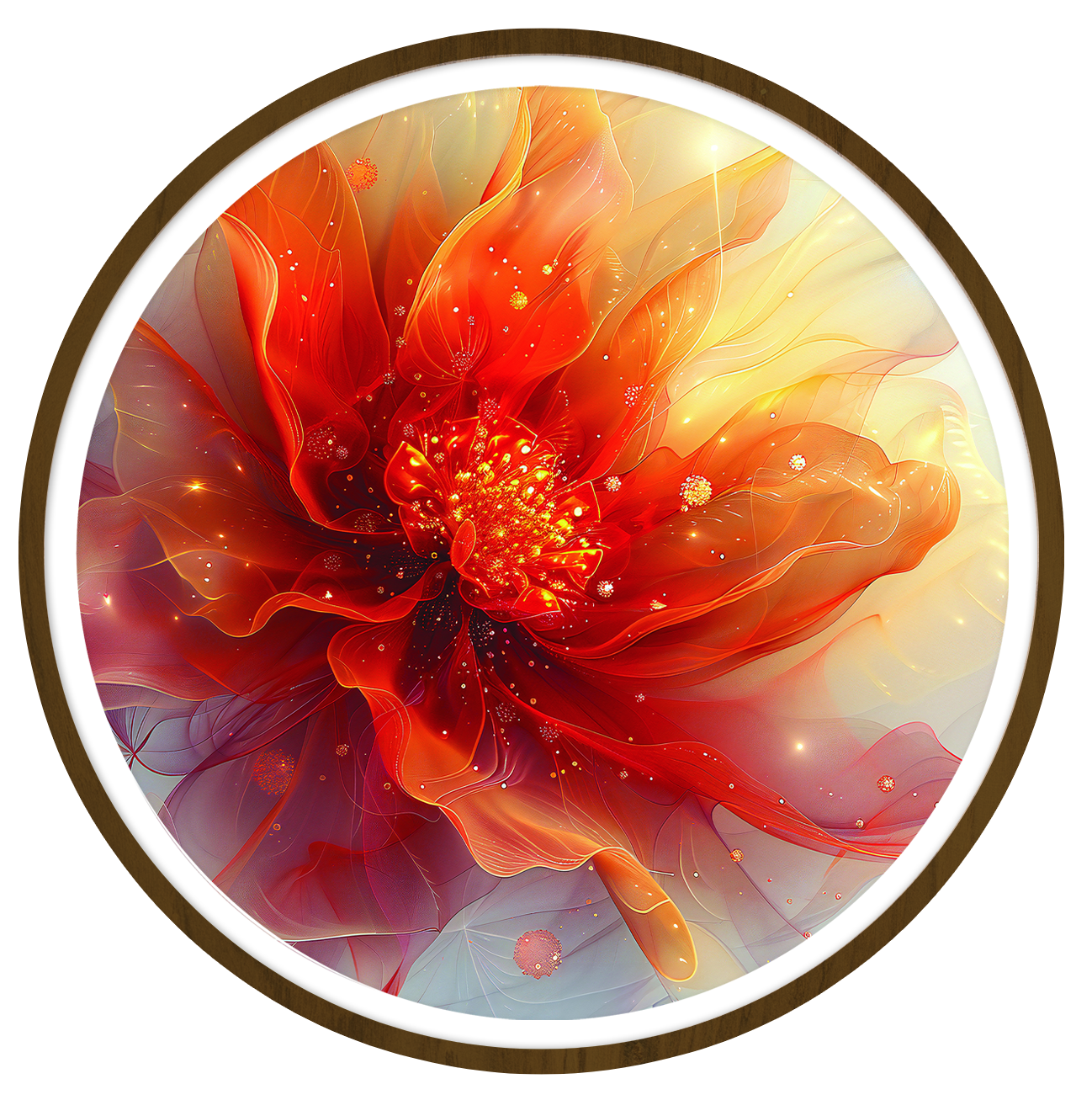 Fire blossom round wall art