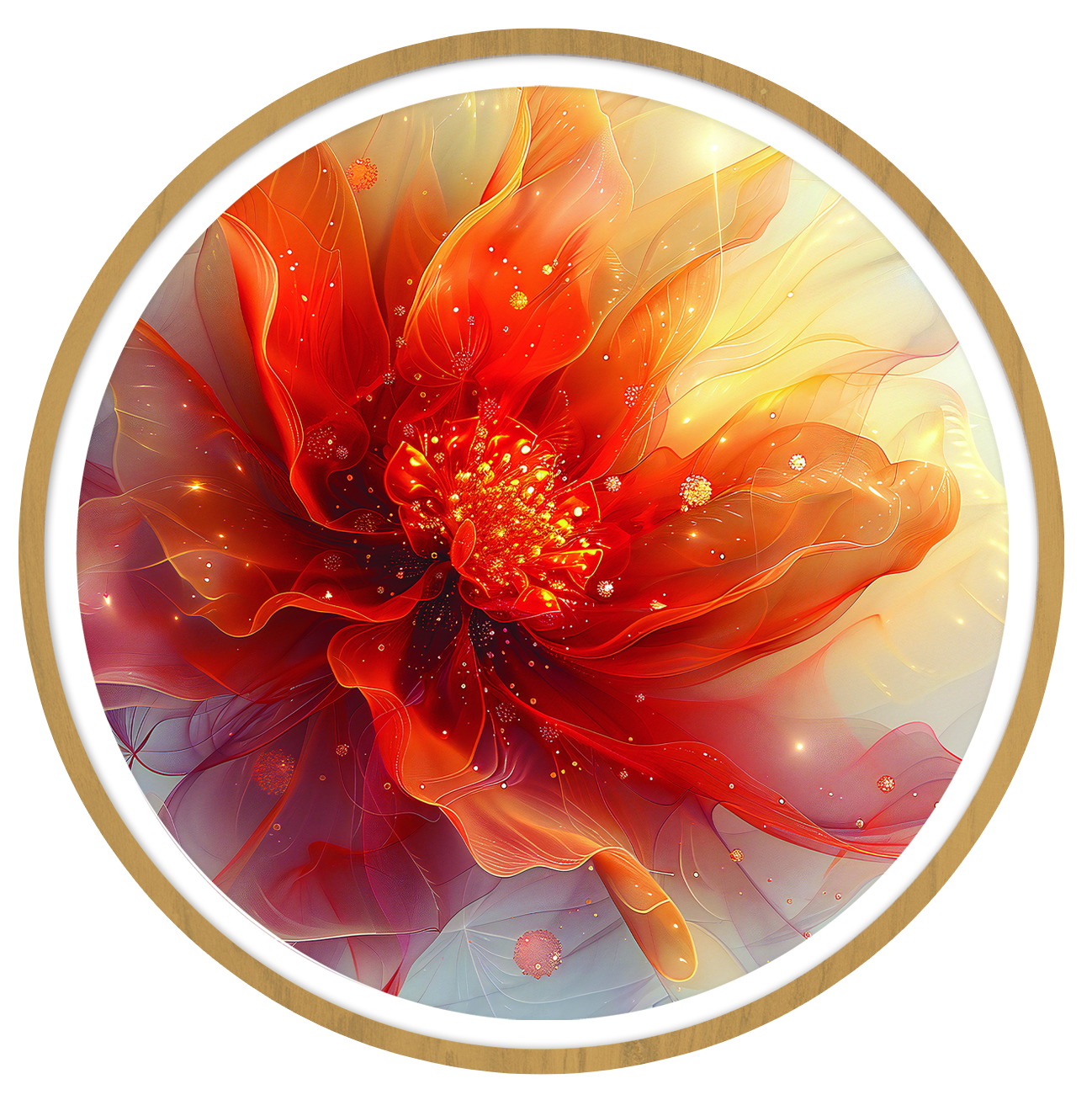 Fire blossom round wall art