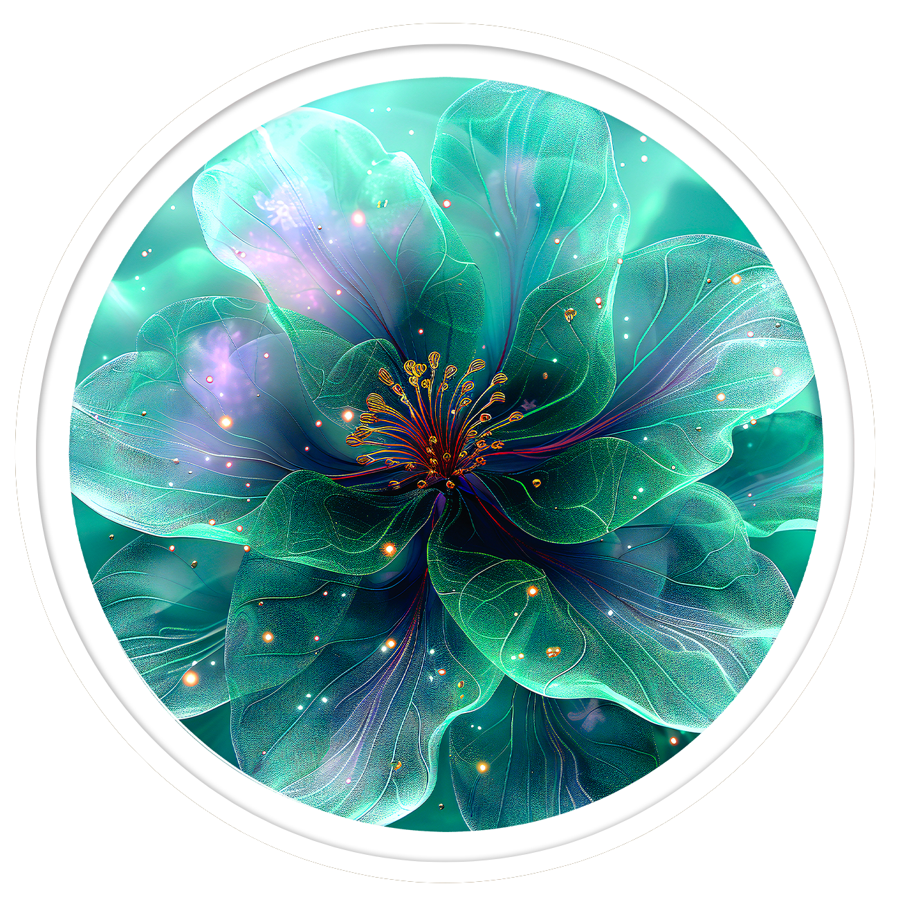 Nebula Flower round wall art