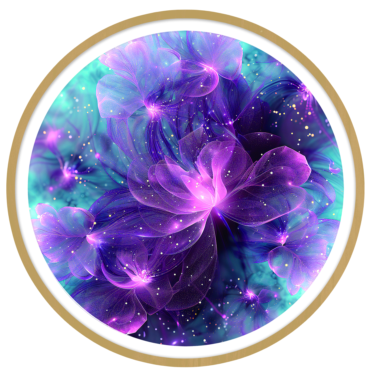 Purple blosoom round wall art