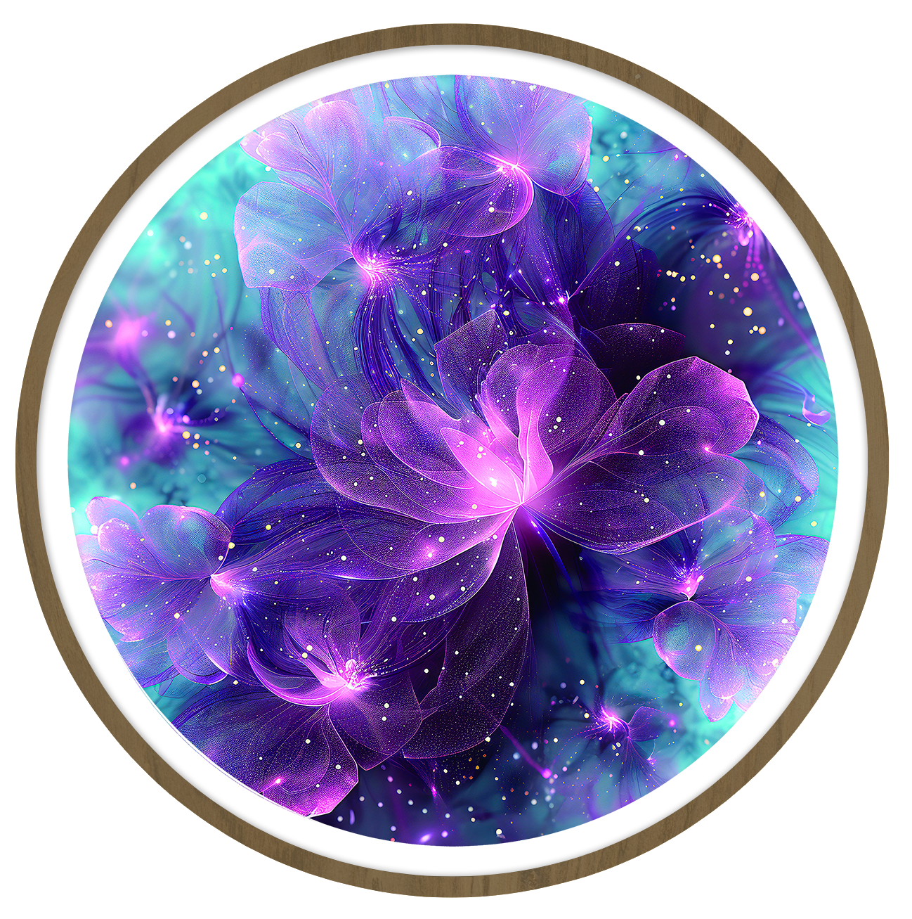 Purple blosoom round wall art