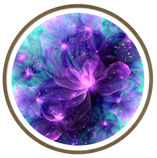 Purple blosoom round wall art