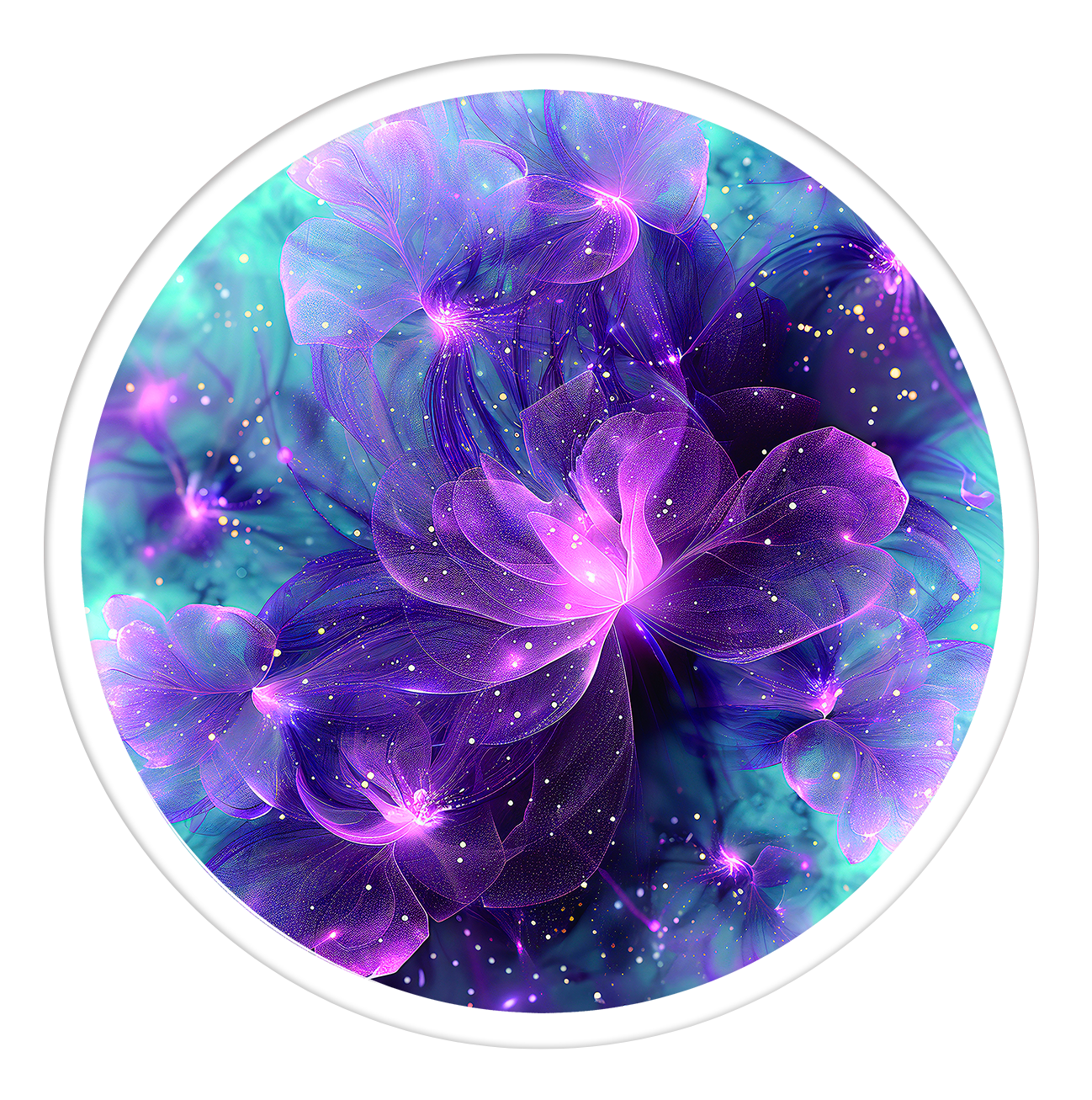 Purple blosoom round wall art