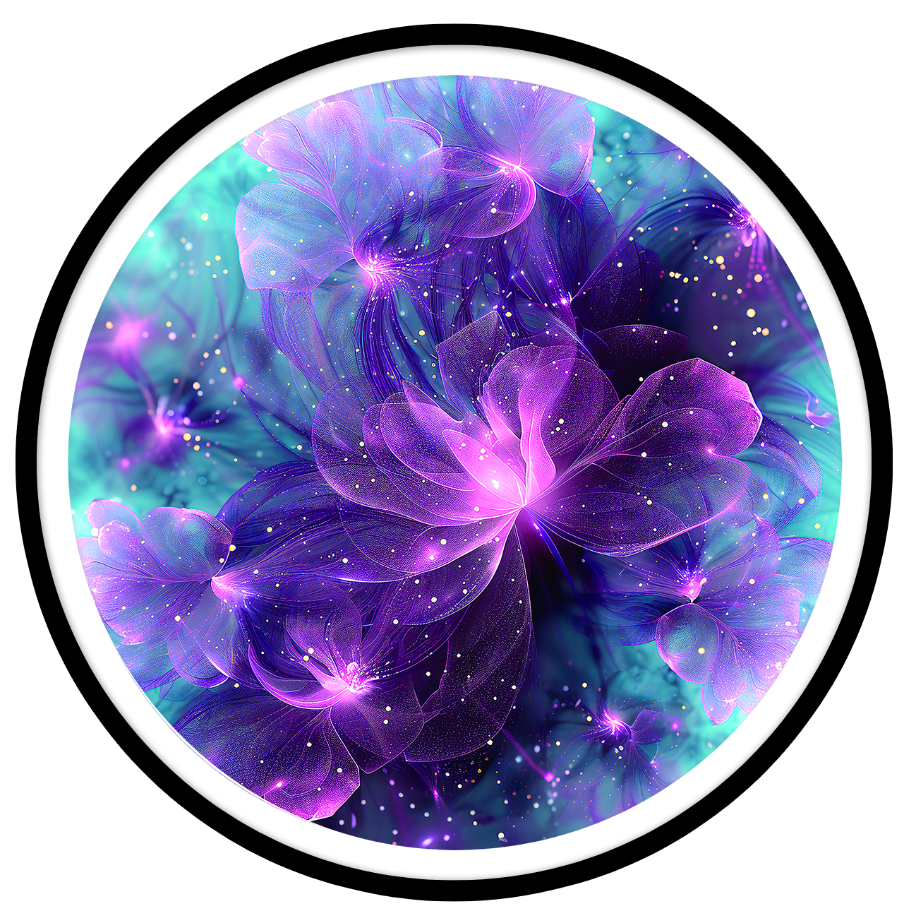 Purple blosoom round wall art