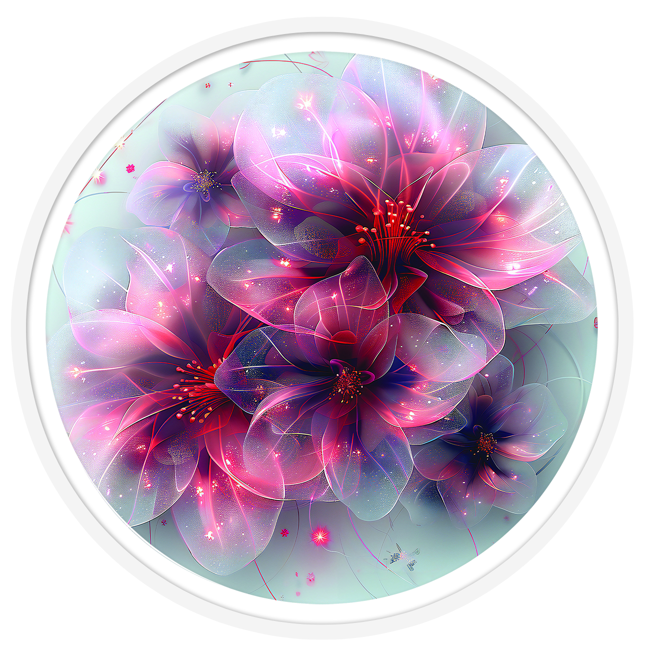 Red Flower round wall art