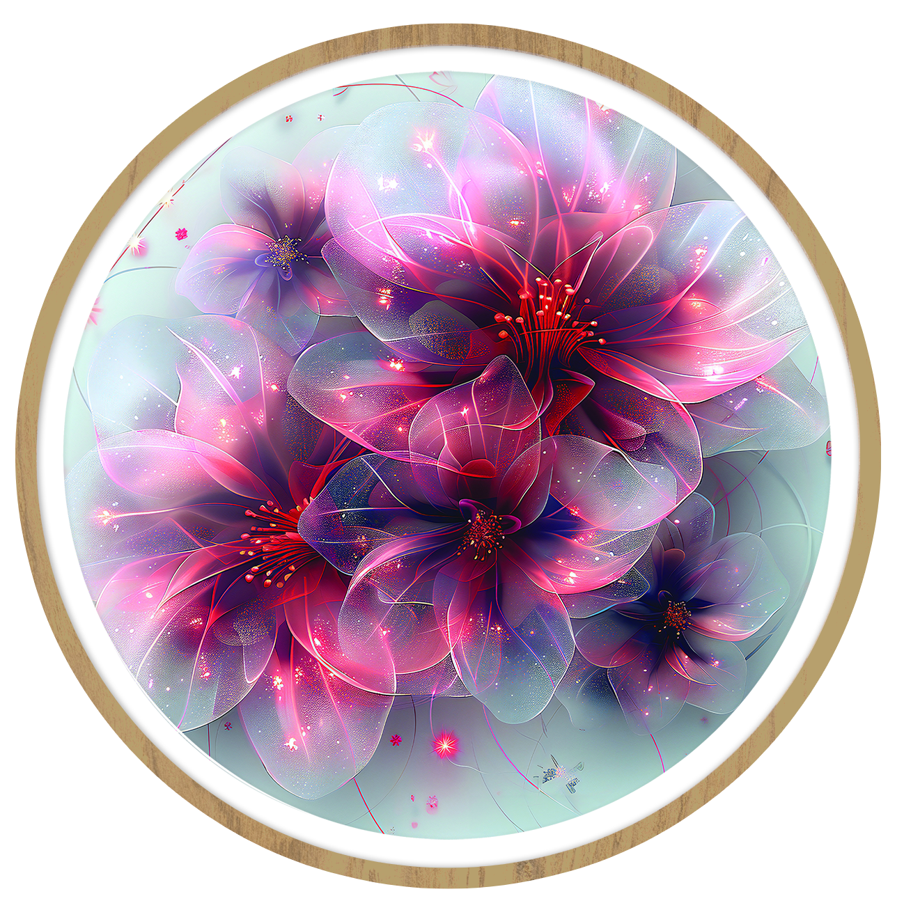 Red Flower round wall art