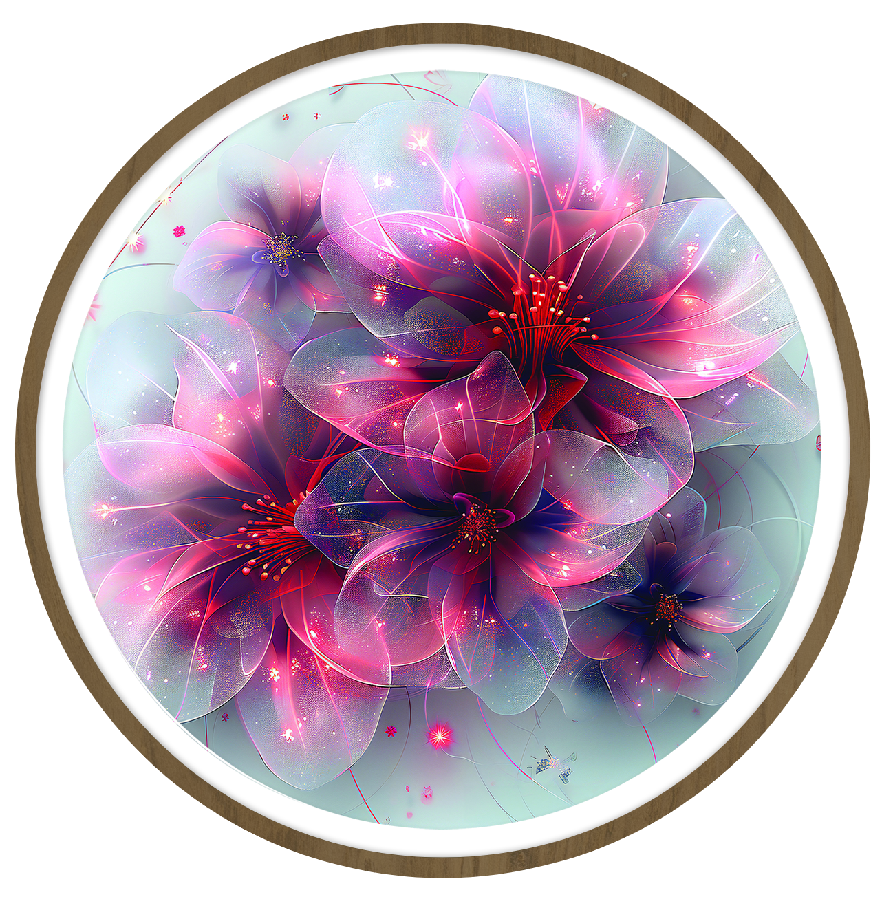 Red Flower round wall art