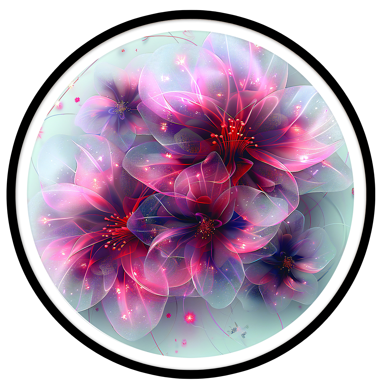 Red Flower round wall art