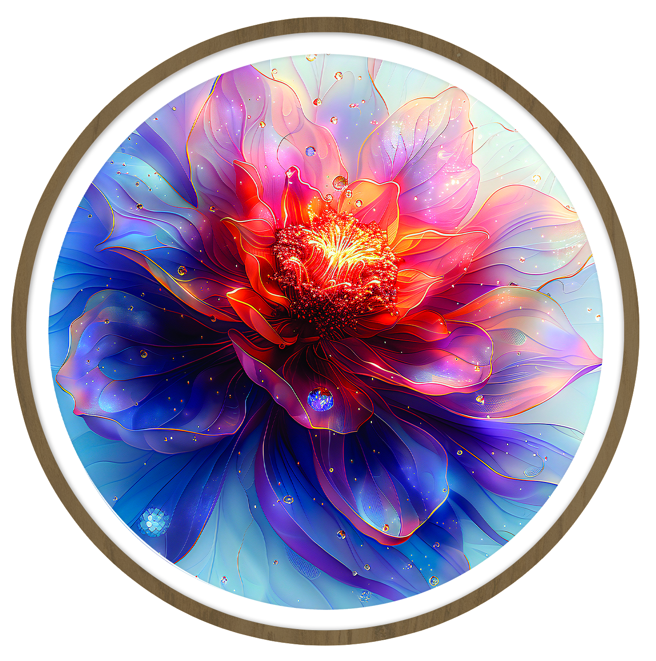 Spectral petals round wall art