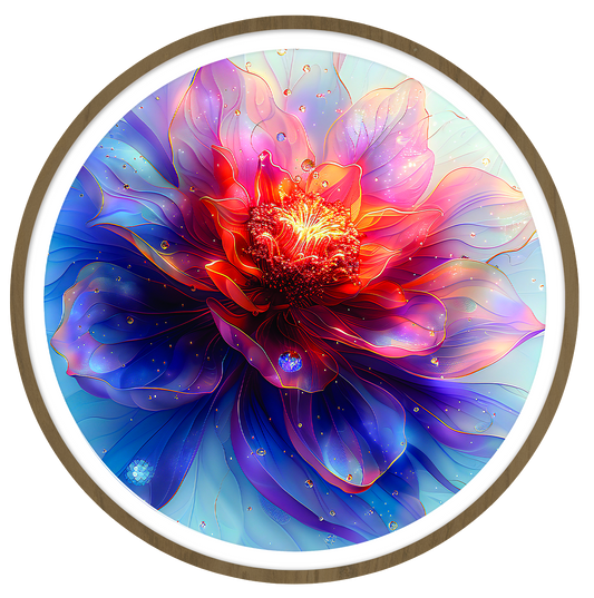 Spectral petals round wall art